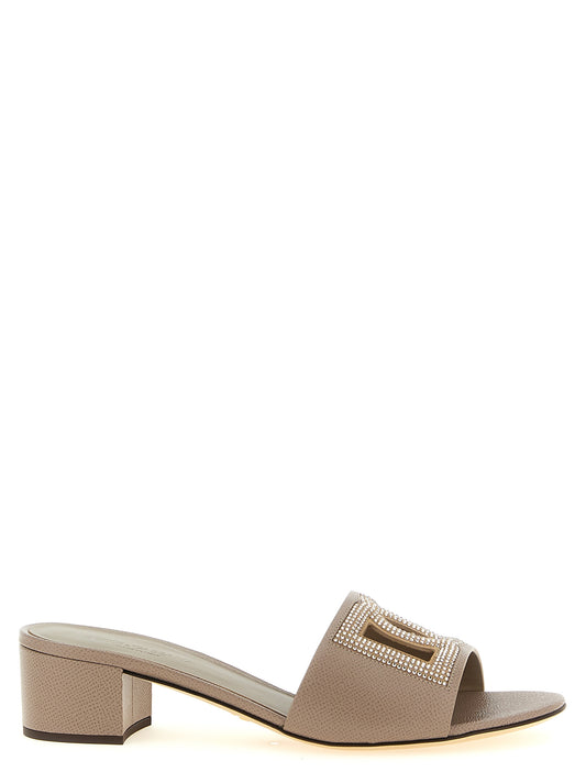 Dolce & Gabbana Graue Mules aus Kalbsleder