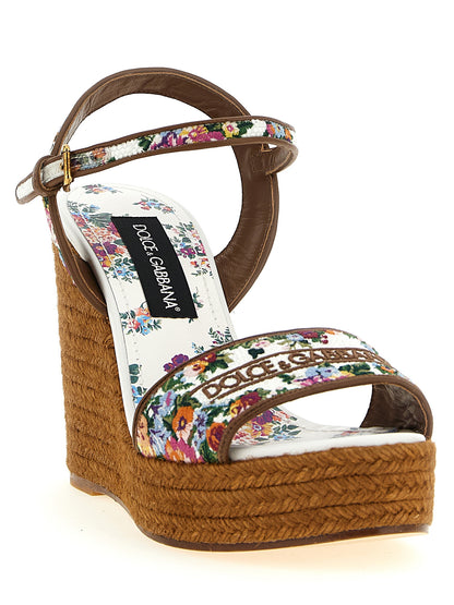 Dolce & Gabbana Keilabsatz-Sandalen aus Polyamid in Multicolor
