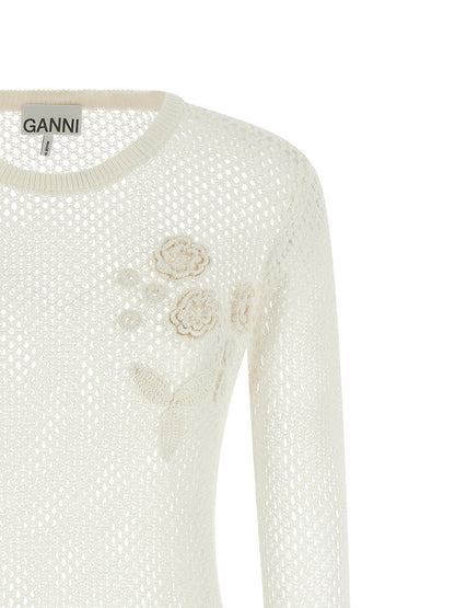 Ganni Cardigan aus weißer Bio-Baumwolle