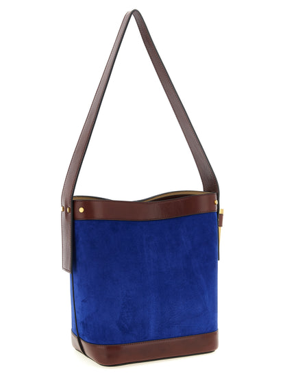 Versace Schultertasche aus blauem Kalbsleder