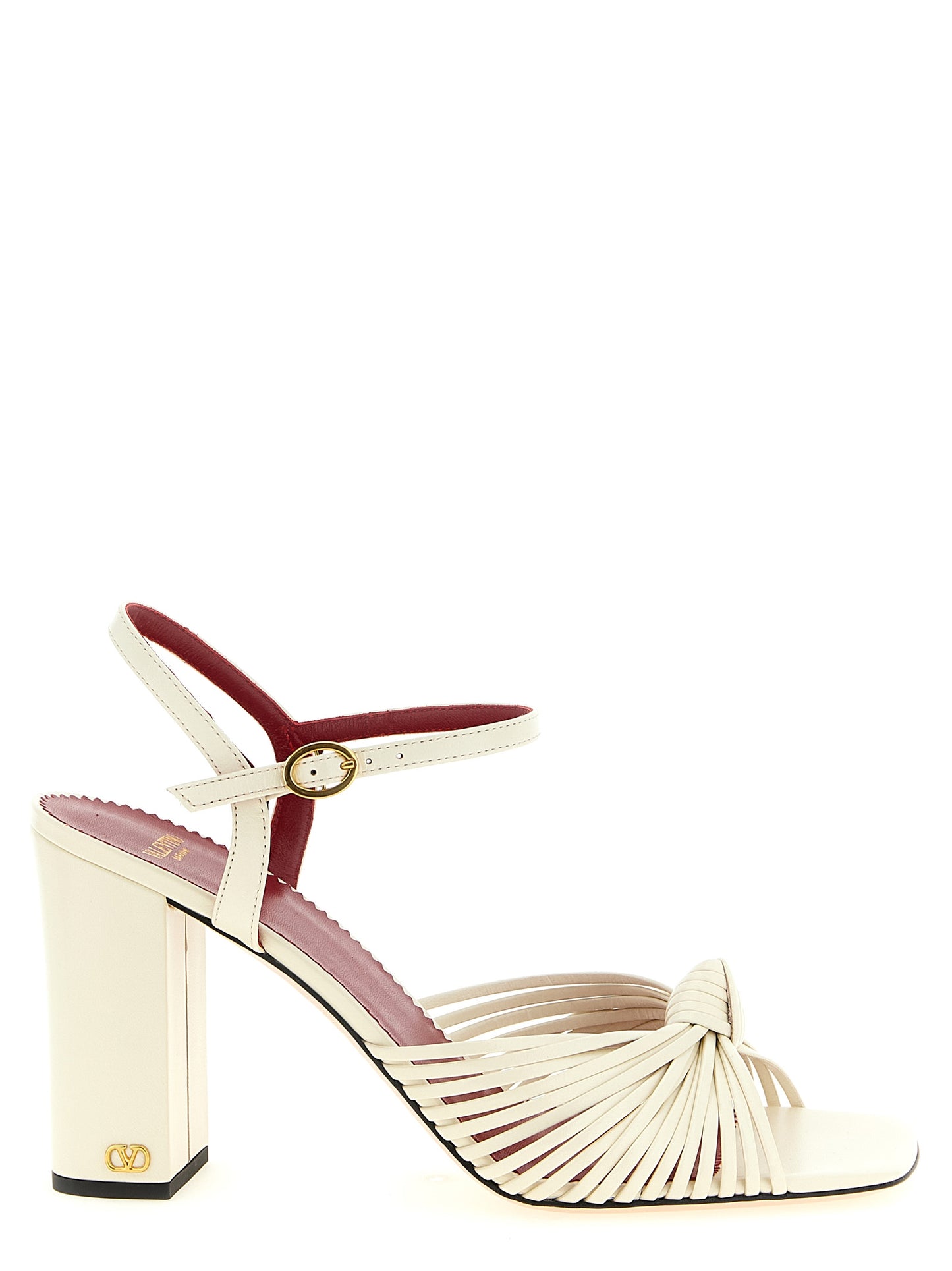 Valentino Garavani Weiße Stiletto-Sandalen aus Ziegenleder