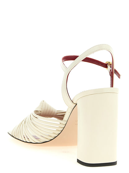 Valentino Garavani Weiße Stiletto-Sandalen aus Ziegenleder