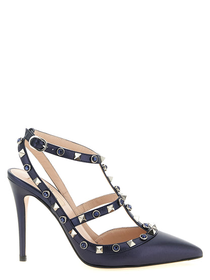 Valentino Garavani Blaue Pumps aus Ziegenleder mit hohem Absatz