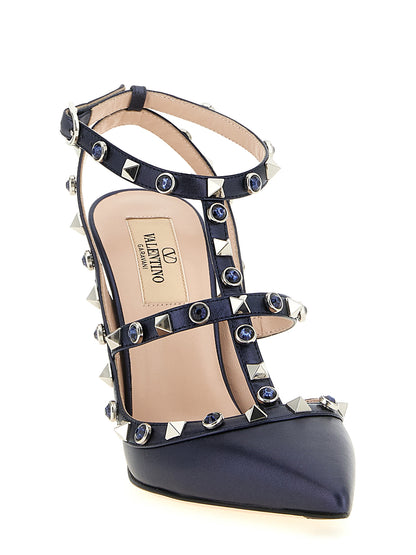 Valentino Garavani Blaue Pumps aus Ziegenleder mit hohem Absatz