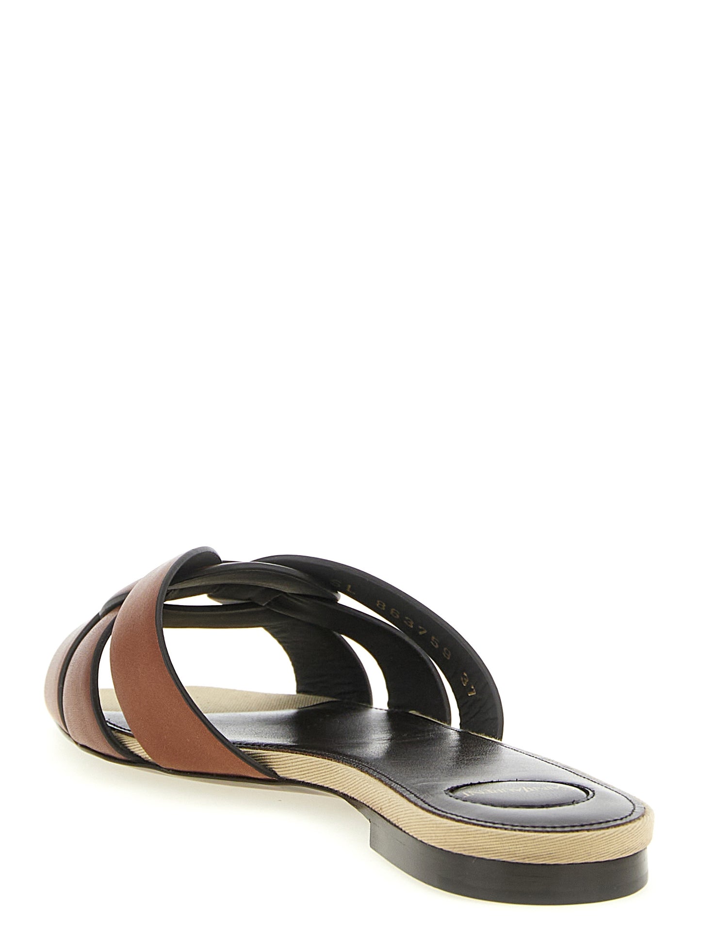 Saint Laurent Braune Kalbsleder-Slipper