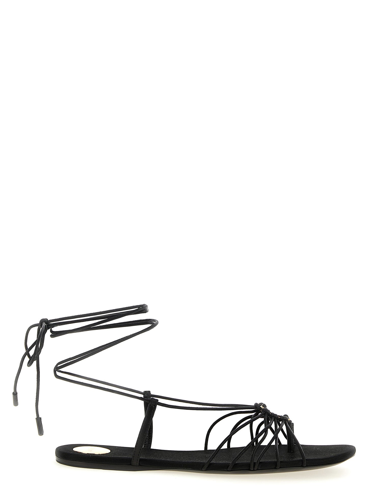 Saint Laurent Schwarze Lammleder-Sandalen