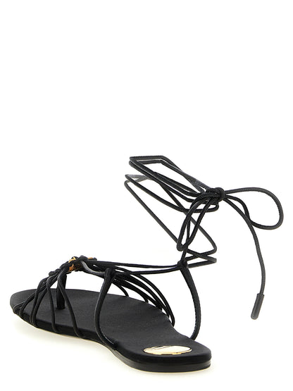 Saint Laurent Schwarze Lammleder-Sandalen