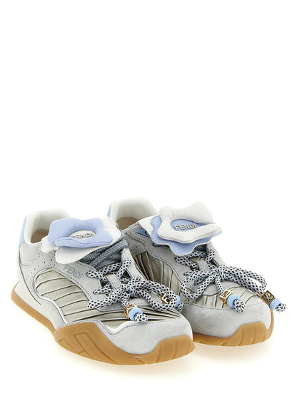 Fendi Graue Kalbsleder-Sneaker im Athletic-Stil