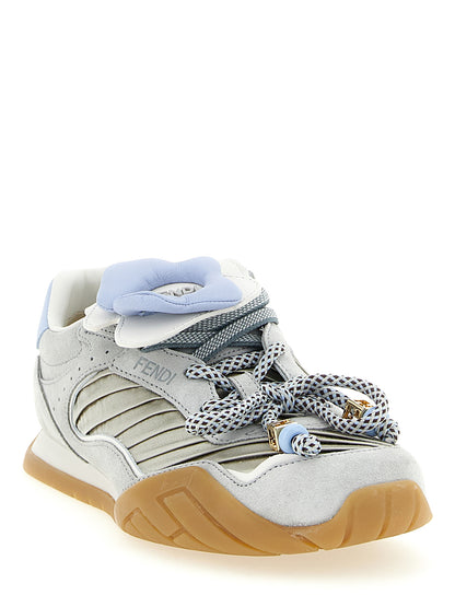 Fendi Graue Kalbsleder-Sneaker im Athletic-Stil