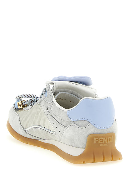 Fendi Graue Kalbsleder-Sneaker im Athletic-Stil