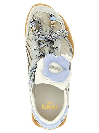 Fendi Graue Kalbsleder-Sneaker im Athletic-Stil