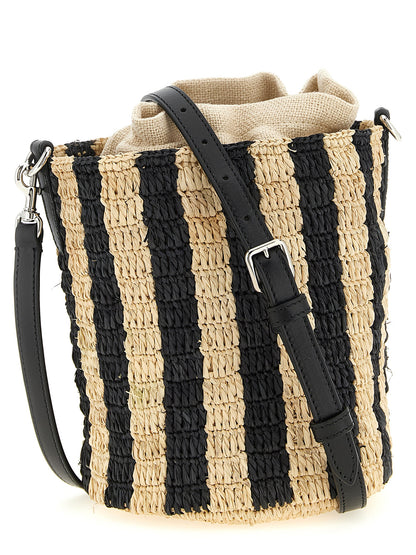 Valentino Garavani Schwarze Stroh Schultertasche