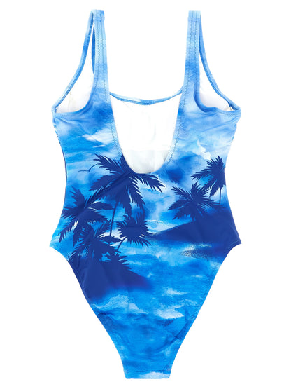 Polo Ralph Lauren Blaues One-Piece-Badeanzug aus Nylon