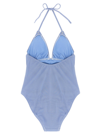 Polo Ralph Lauren Blaues One-Piece-Badeanzug aus Nylon
