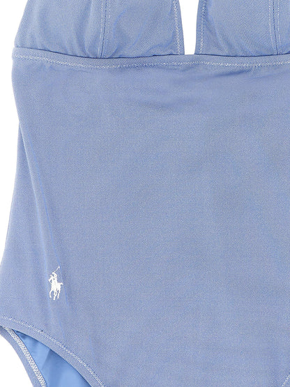 Polo Ralph Lauren Blaues One-Piece-Badeanzug aus Nylon