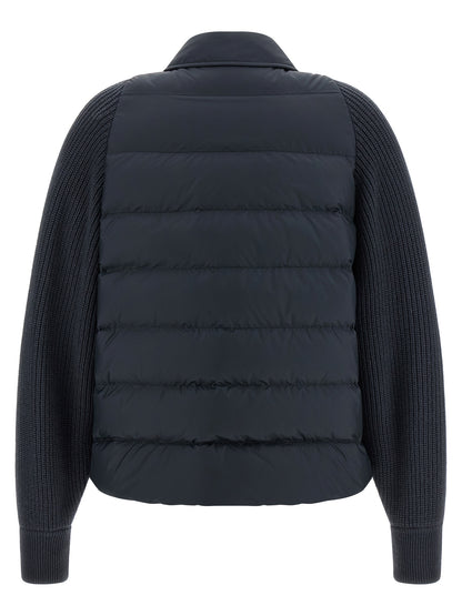 Brunello Cucinelli Blaue Polyester-Jacke in voller Länge