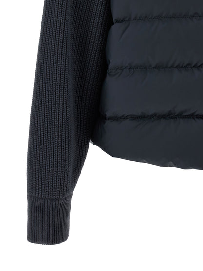 Brunello Cucinelli Blaue Polyester-Jacke in voller Länge