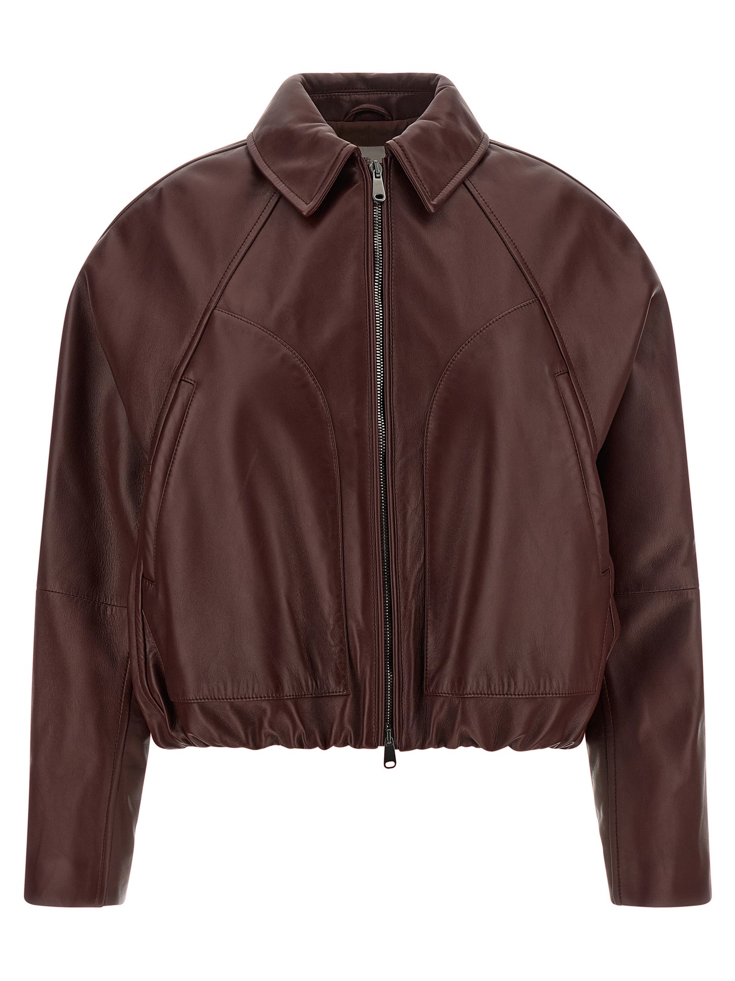 Brunello Cucinelli Bordeaux Kalbslederjacke