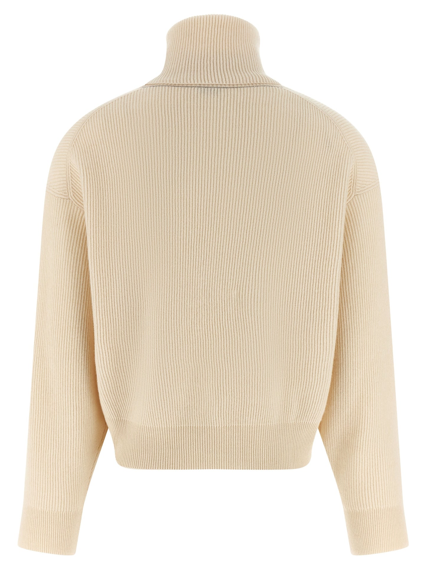 Brunello Cucinelli Weiße Strickjacke aus reiner Schurwolle