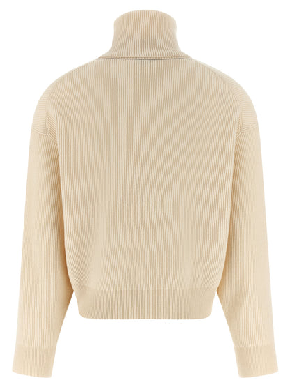 Brunello Cucinelli Weiße Strickjacke aus reiner Schurwolle