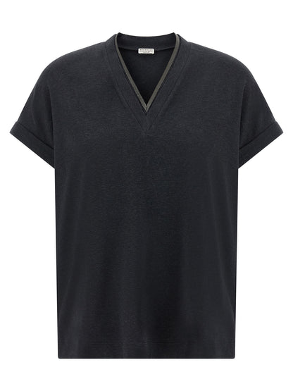 Brunello Cucinelli Graues Baumwoll-T-Shirt