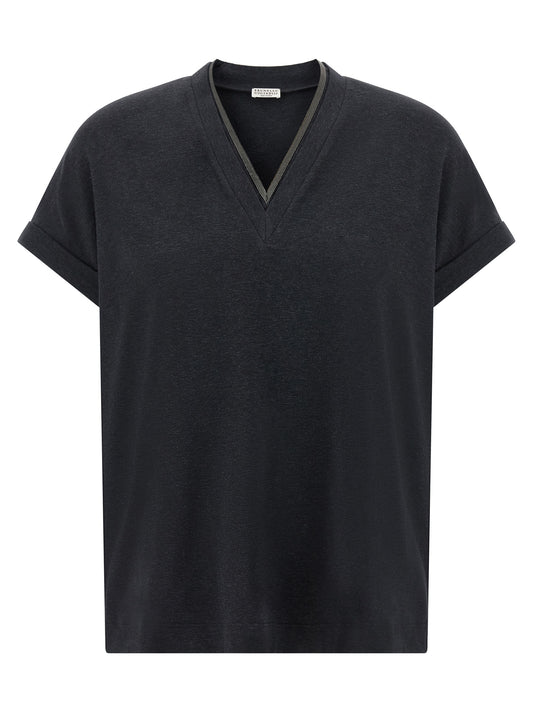 Brunello Cucinelli Graues Baumwoll-T-Shirt