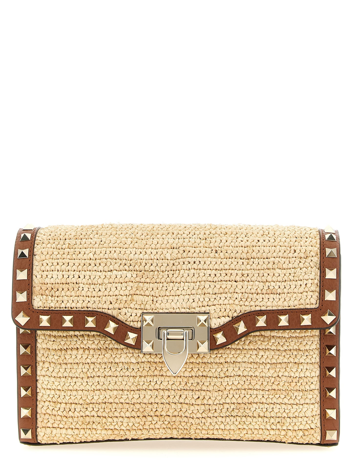 Valentino Garavani Beige Stroh Umhängetasche
