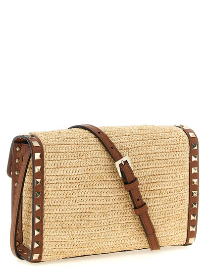 Valentino Garavani Beige Stroh Umhängetasche