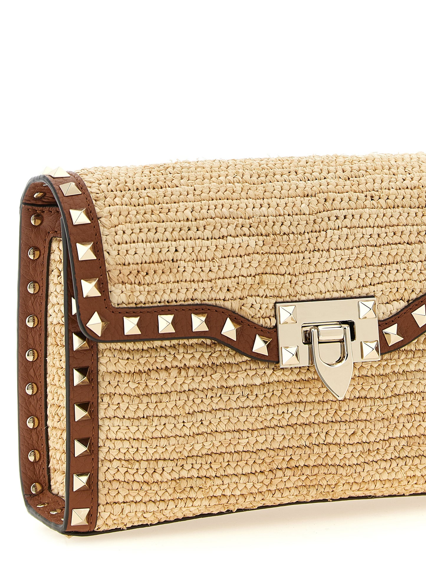 Valentino Garavani Beige Stroh Umhängetasche