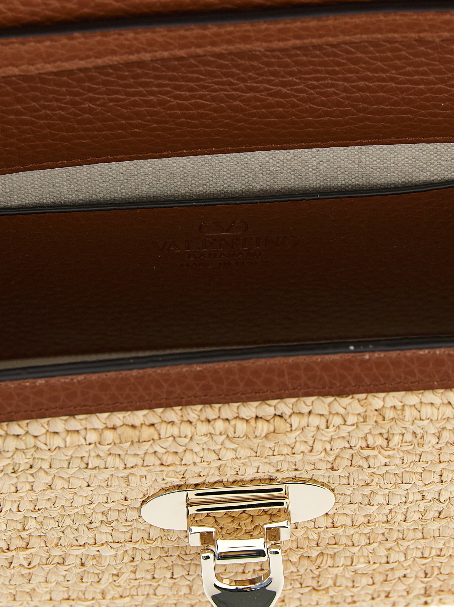 Valentino Garavani Beige Stroh Umhängetasche