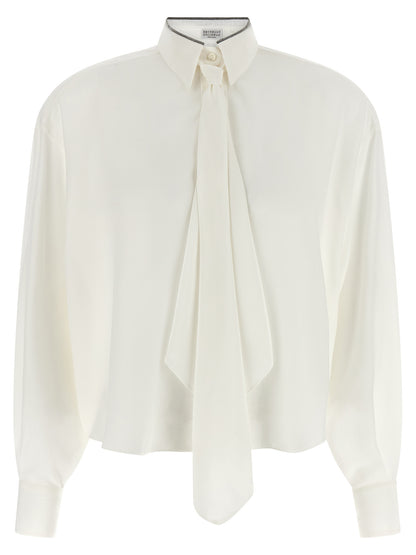 Brunello Cucinelli Seidenbluse in Weiß