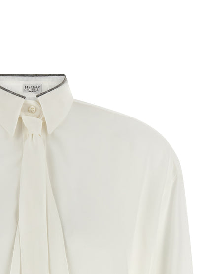 Brunello Cucinelli Seidenbluse in Weiß