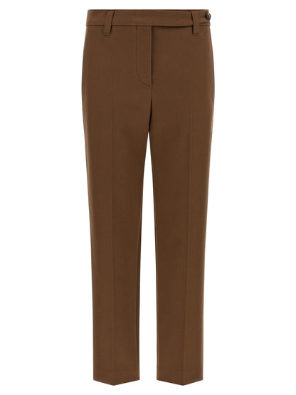 Brunello Cucinelli Braune Baumwoll-Cropped-Hose