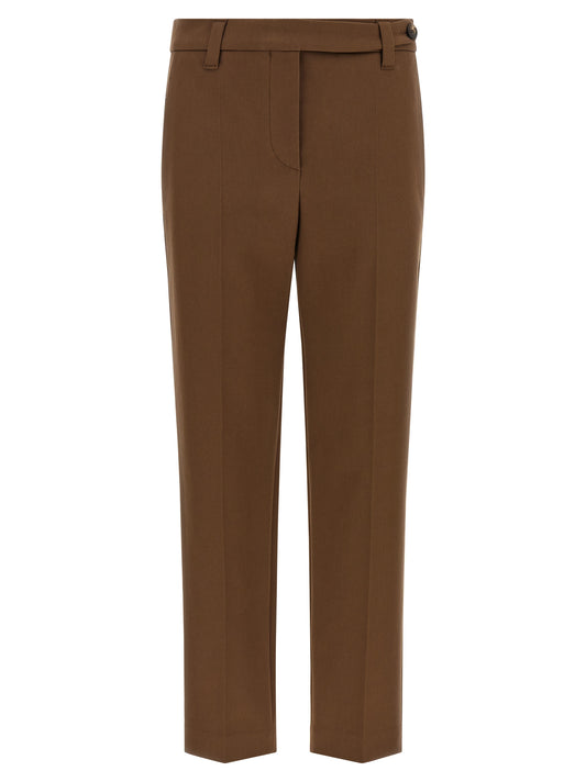 Brunello Cucinelli Braune Baumwoll-Cropped-Hose