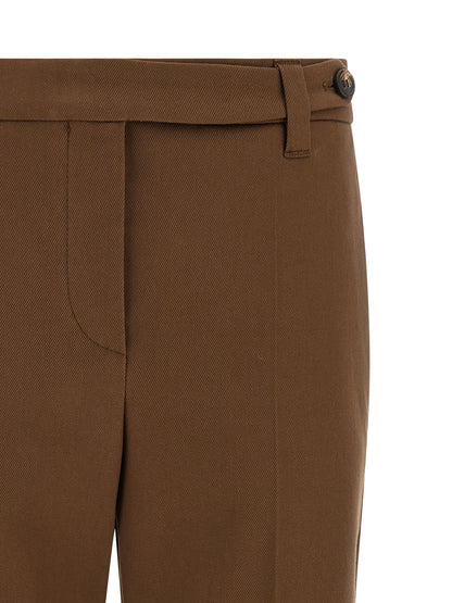 Brunello Cucinelli Braune Baumwoll-Cropped-Hose
