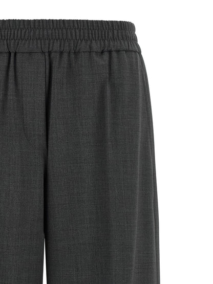 Brunello Cucinelli Graue Hose aus reiner Schurwolle mit ausgestelltem Bein
