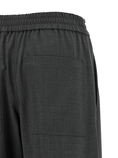 Brunello Cucinelli Graue Hose aus reiner Schurwolle mit ausgestelltem Bein