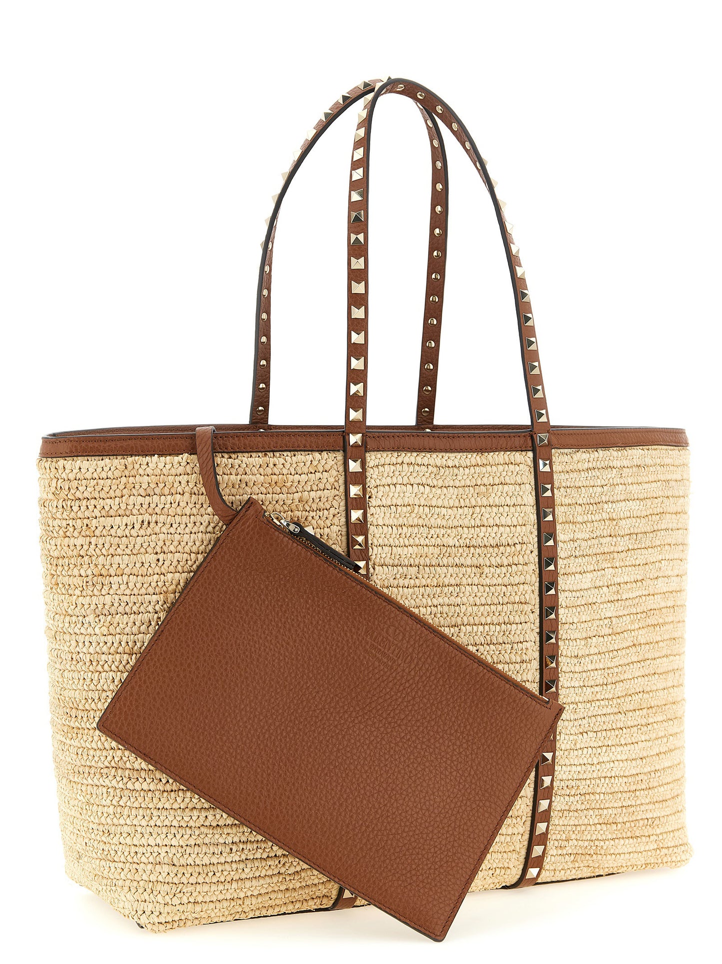 Valentino Garavani Beige Stroh-Tragetasche