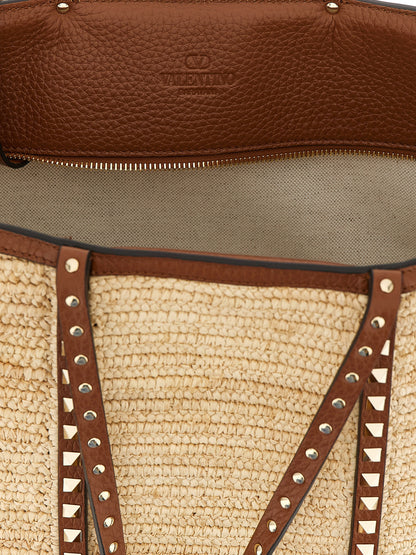 Valentino Garavani Beige Stroh-Tragetasche