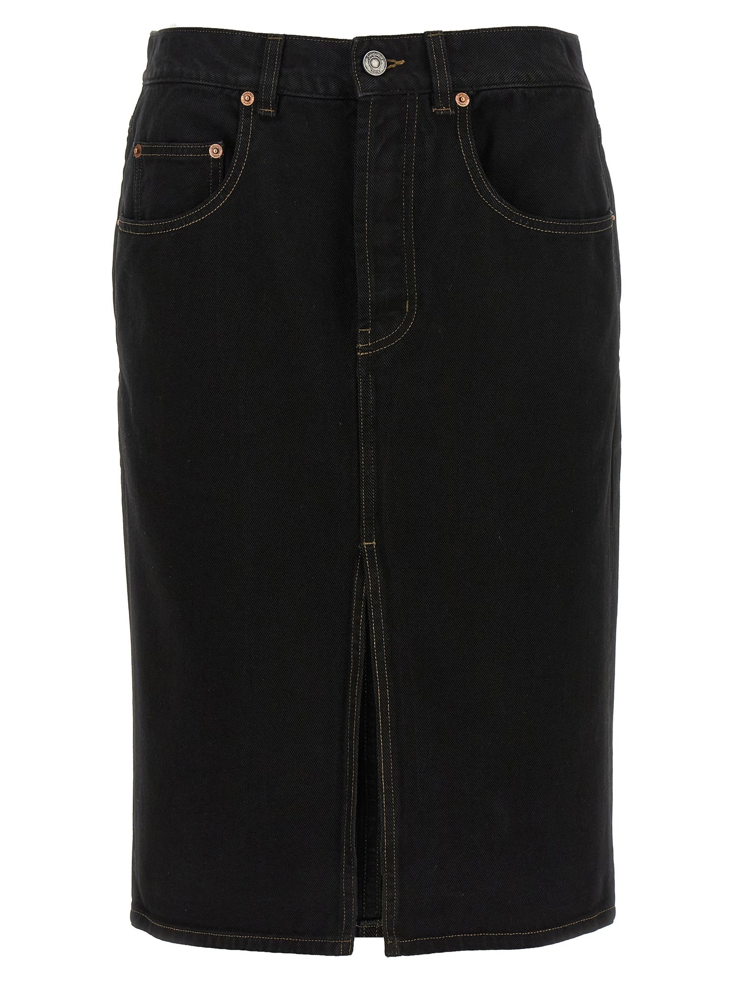 Saint Laurent Schwarzer Baumwoll-Midirock