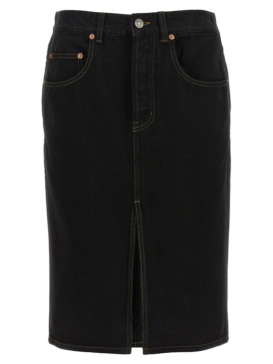 Saint Laurent Schwarzer Baumwoll-Midirock
