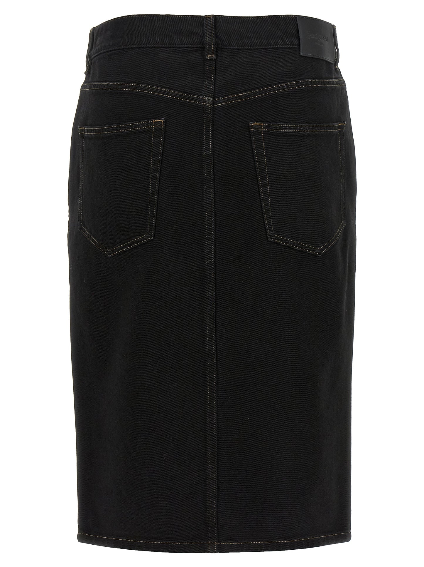 Saint Laurent Schwarzer Baumwoll-Midirock