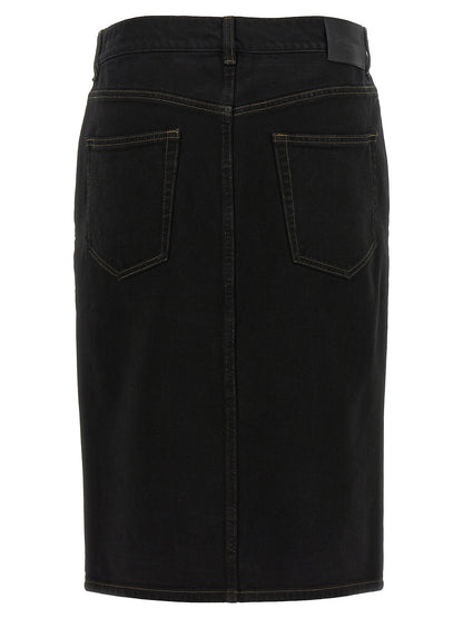 Saint Laurent Schwarzer Baumwoll-Midirock