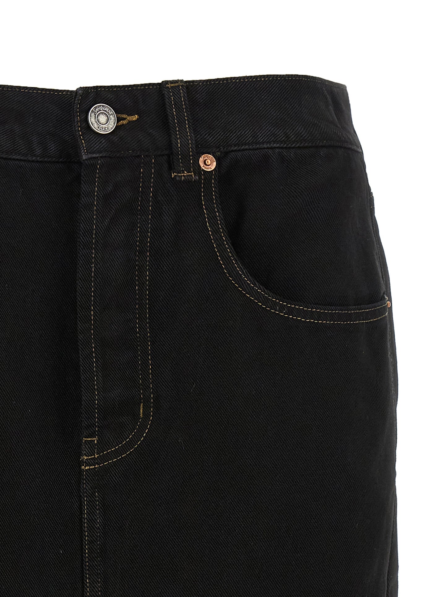 Saint Laurent Schwarzer Baumwoll-Midirock