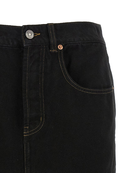 Saint Laurent Schwarzer Baumwoll-Midirock