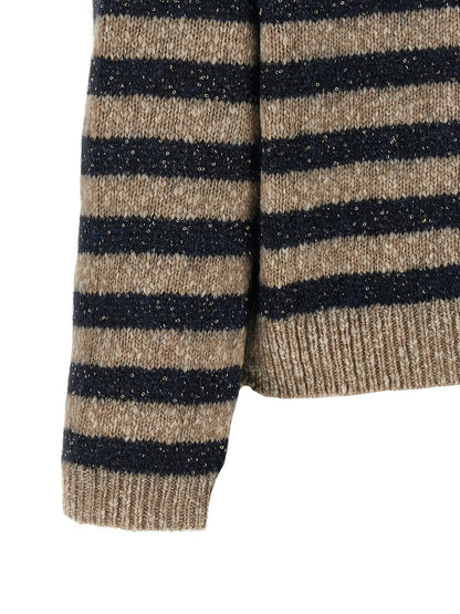 Brunello Cucinelli Mehrfarbige Wollstrickjacke