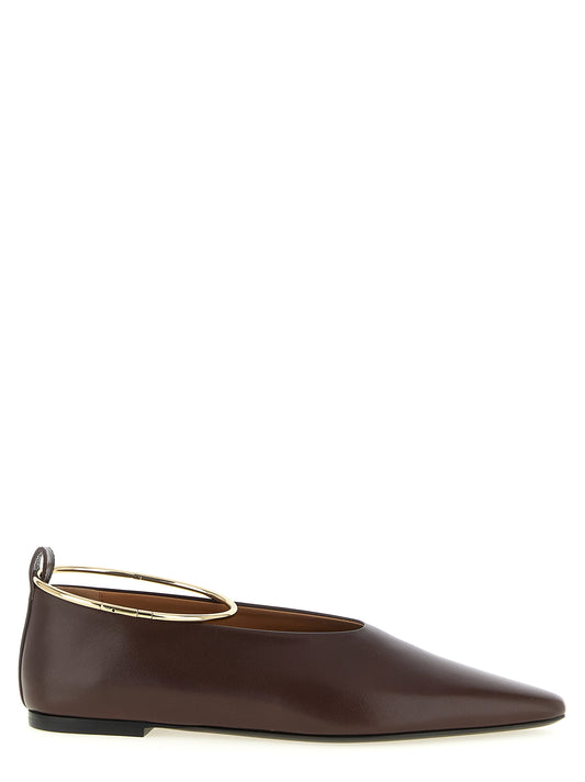 Jil Sander Ring Braune Ziegenleder-Ballerinas