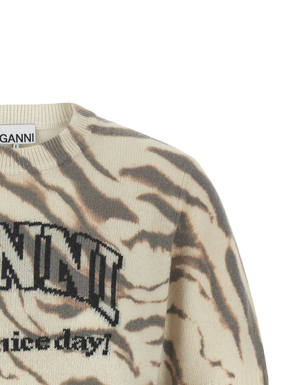 Ganni Mehrfarbige Wollstrickjacke