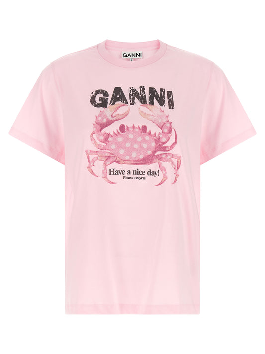 Ganni Mehrfarbiges Bio-Baumwoll-T-Shirt