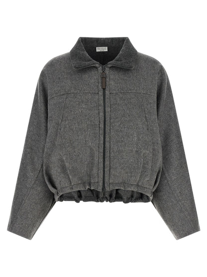 Brunello Cucinelli Grauer Virgin Wool Maxikleid